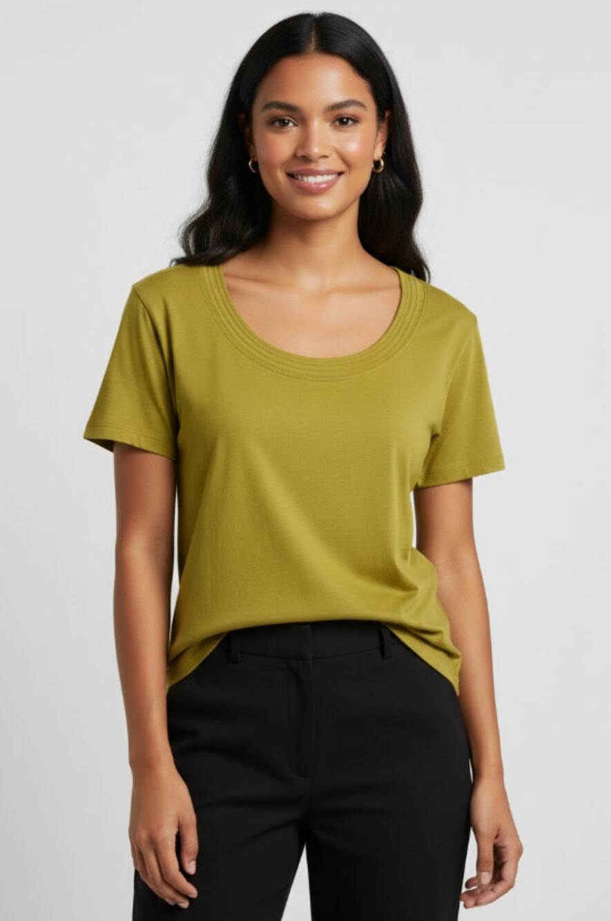 COLDWATER CREEK TOP WMNS XLARGE 16 100% SUPIMA COTTON TEE SHIRT CHARTREUSE GREEN
